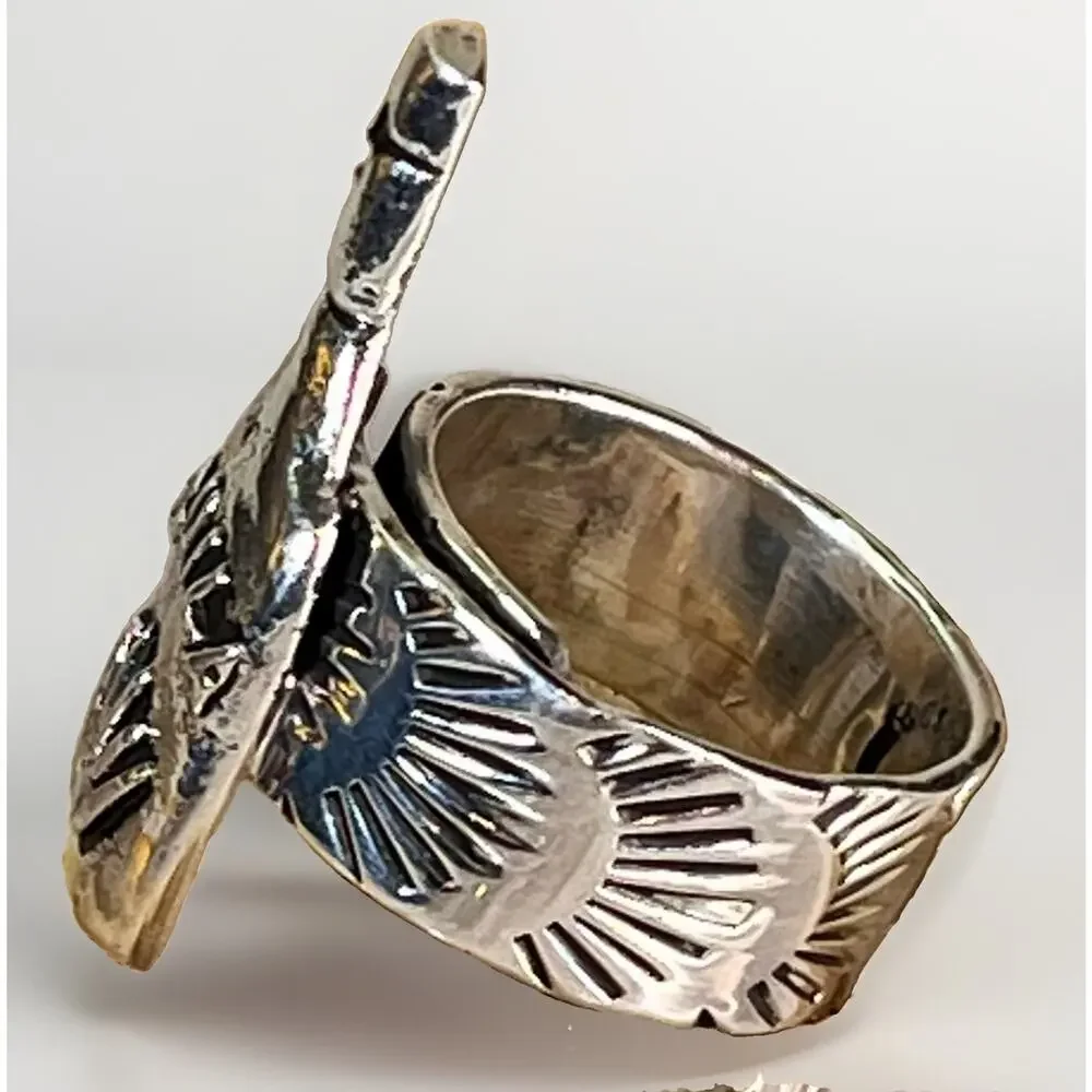 Sterling Silver TAXCO Mexico Tequila Bottle Ring Wide Stamped Band Adjustable